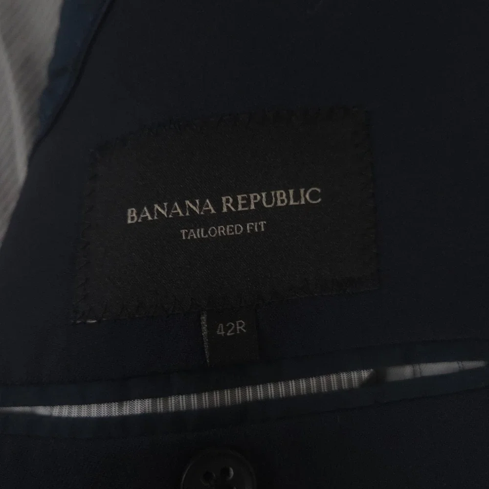 Banana Republic Blazer Mens 42R Navy Tailored Fit Italian Wool Lanificio Cerruti